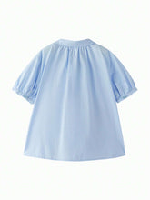 Mini Bala Girls Short Sleeve Shirt Summer New Baby Fashion Sweet Fashion Bubble Sleeve Collar Clothes
